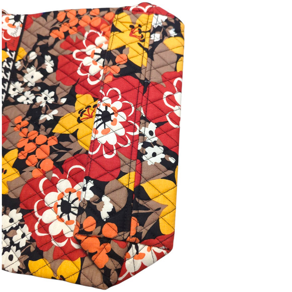 VERA BRADLEY Bittersweet Red Orange Floral Houndstooth Large Quilted Tote - Picture 5 of 6